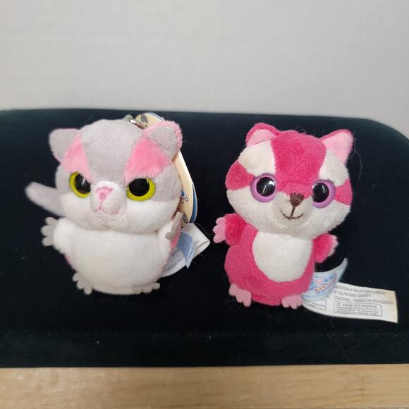 Set of 2 Yoo Hoo Mini Clips: Mauve Squirrel & Pink Sugar Glider w/ Tag - Picture 1 of 3